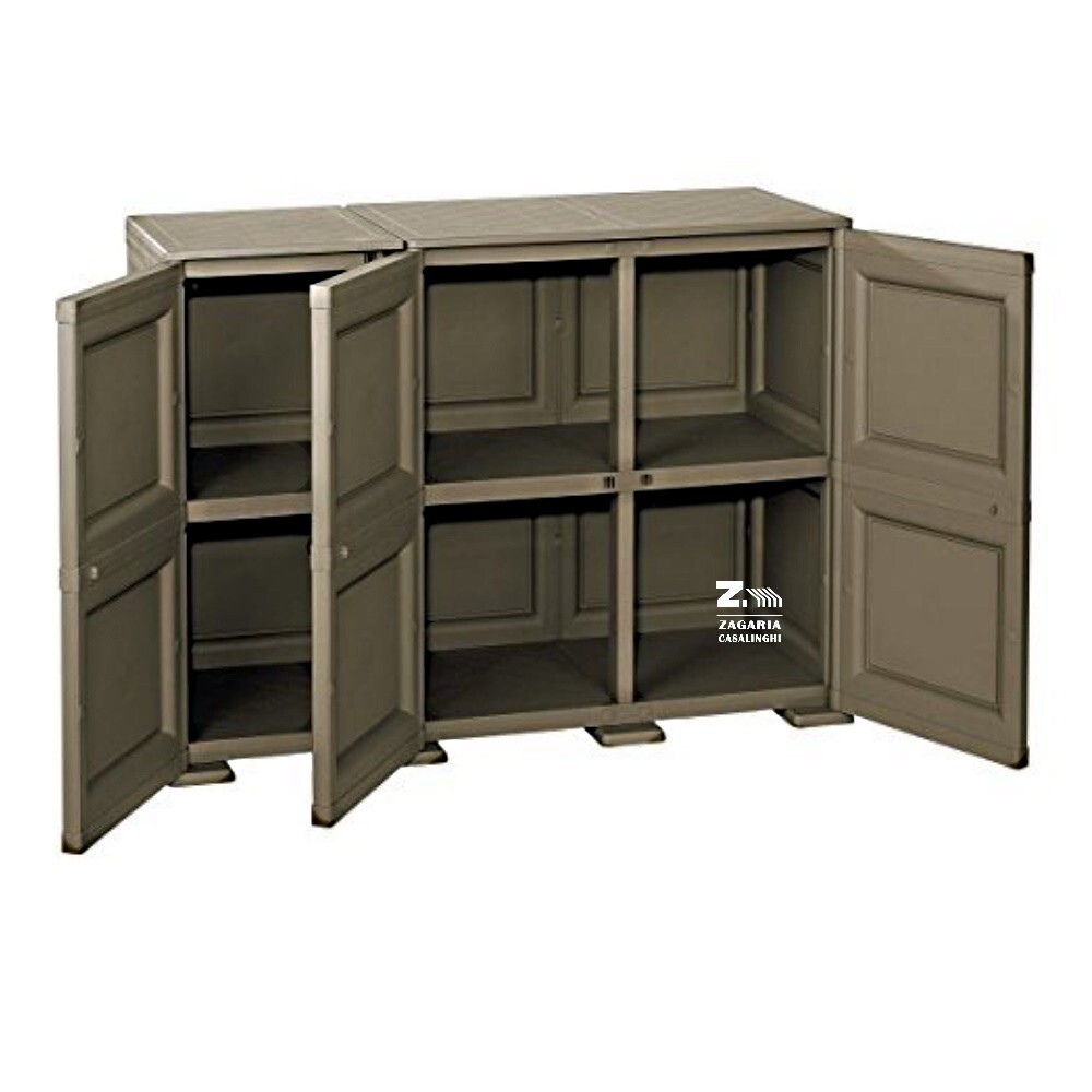 ARMADIO MOBILE OMNIMODUS 3 ANTE 2 MODULI CON PUNTALI E ANTE LEGNO WENGÉ