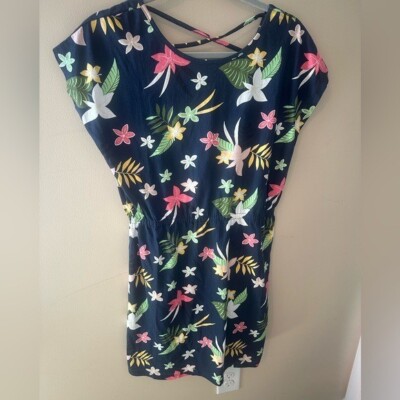 Roxy floral tropical vacation dress Girls kids size 16 NWT