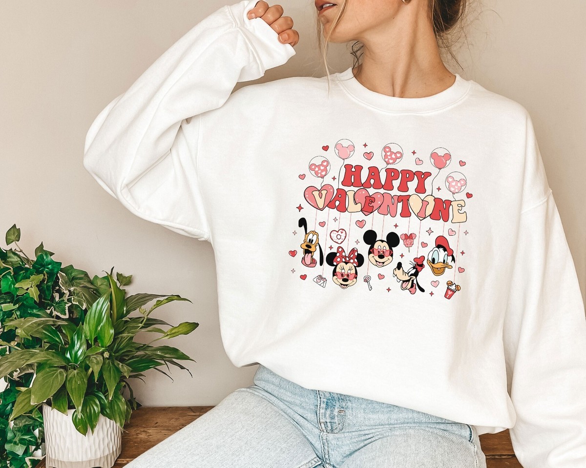 Happy Valentine, Mickey and Friends Valentines Day Crewneck, Disney  Valentine