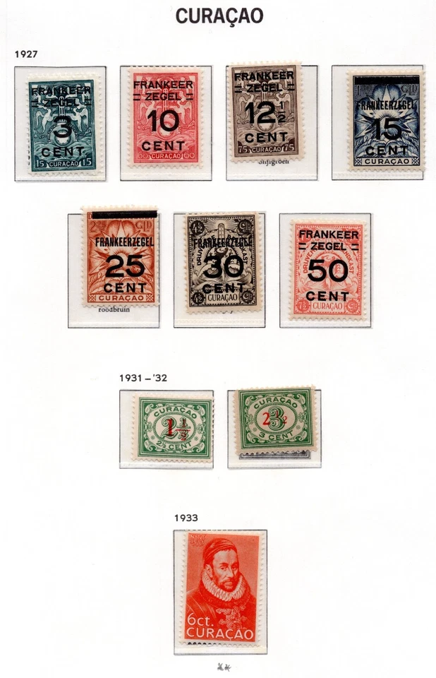 NETHERLANDS ANTILLES CURACAO 1927-1930 SC. #87-108 LIGHT HINGE & NEVER HINGED - Image 2 of 2