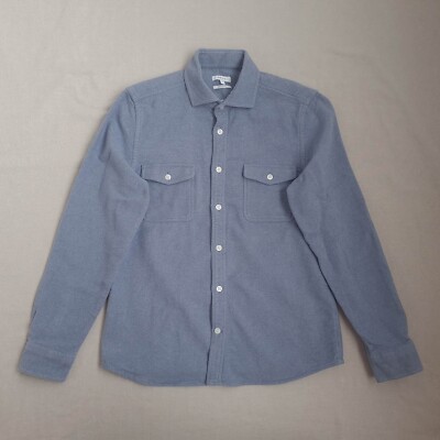 Reiss Miami Herren Overshirt Gr. L Regular Fit Knopfleiste schwere Baumwolle blau