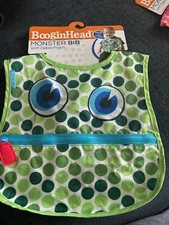 Easy Clean Baby Bib with Zippered Pouch by Booginhead Google Eyed Monster NEW