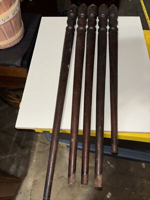 Antique 5pc Turned Wood Furniture Table Legs Spindles Original