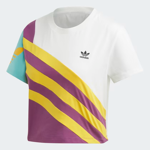 NWT Adidas Originals Womens Sportivo Trefoil Plus Cropped Tee White/Purple LARGE - Picture 8 of 9