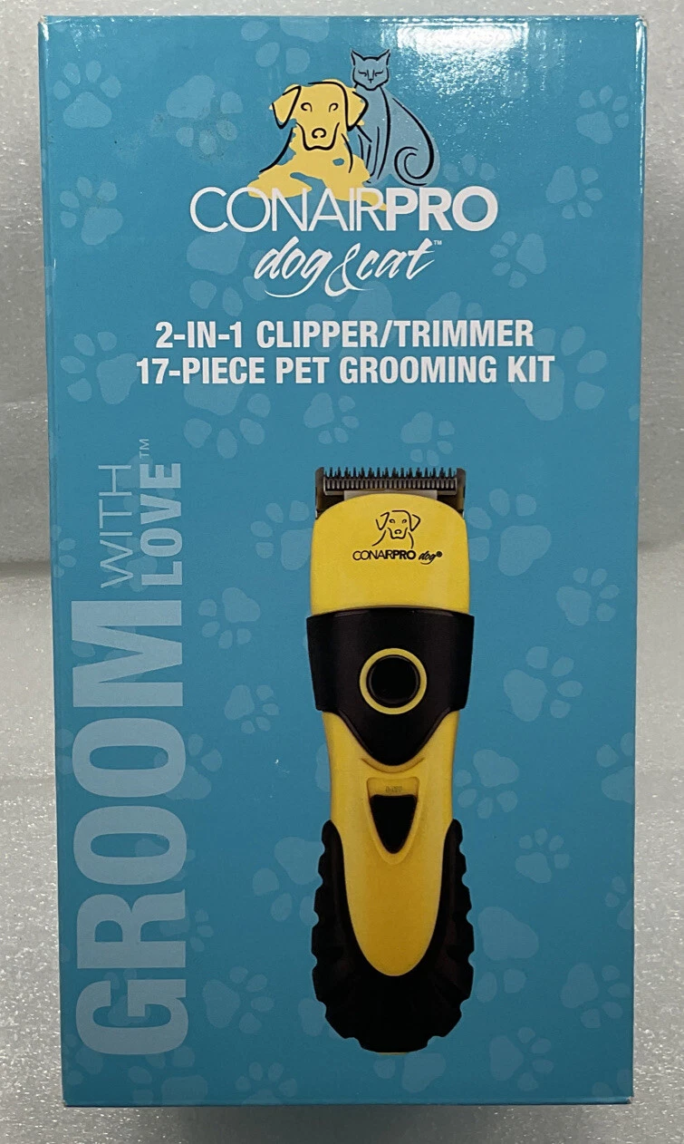 Conair PRO Dog & Cat 2-in-1 Clipper/Trimmer 17-Piece Pet Grooming Kit NEW