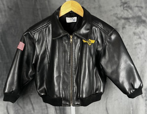 Chaqueta de bombardero/piloto de cuero para niños de colección Growing Up Lord & Taylor Special Force MED - Imagen 1 de 13