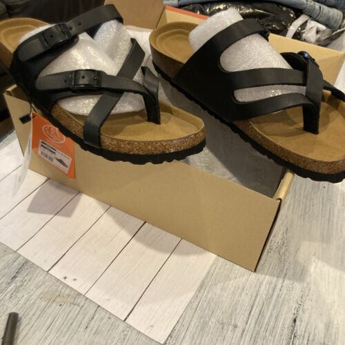 Aerothotic Women's Black and Brown Strappy Sandals Size 39- US 9 Summer - Picture 2 of 6
