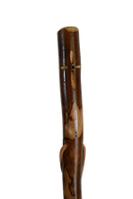 Dark Walking Stick Cross Carving Handmade in USA - Strong Hiking Staff