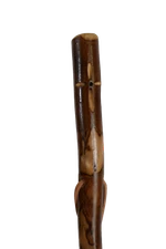 Dark Walking Stick + Cross Carving + Handmade in USA - Strong Hiking Staff