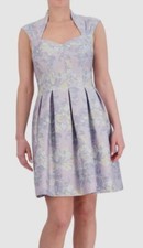 Vince Camuto Women's Purple Floral-Jacquard Sweetheart-Neck Dress Size 12