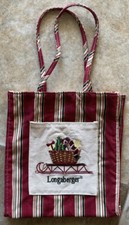 Longaberger Tiny Tote Christmas Canvas Lunch Bag Purse Lined Basket Sleigh Holly