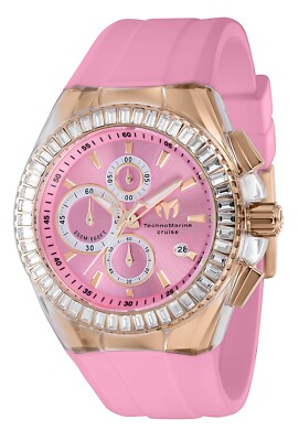 TechnoMarine TM-121164 NEW Cruise Glitz 45mm Rose Gold Pink Dial Strap 