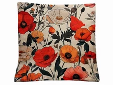 Mixed Poppy Flower Garden Vintage Floral Throw Pillow Cover Holiday HOME Decor