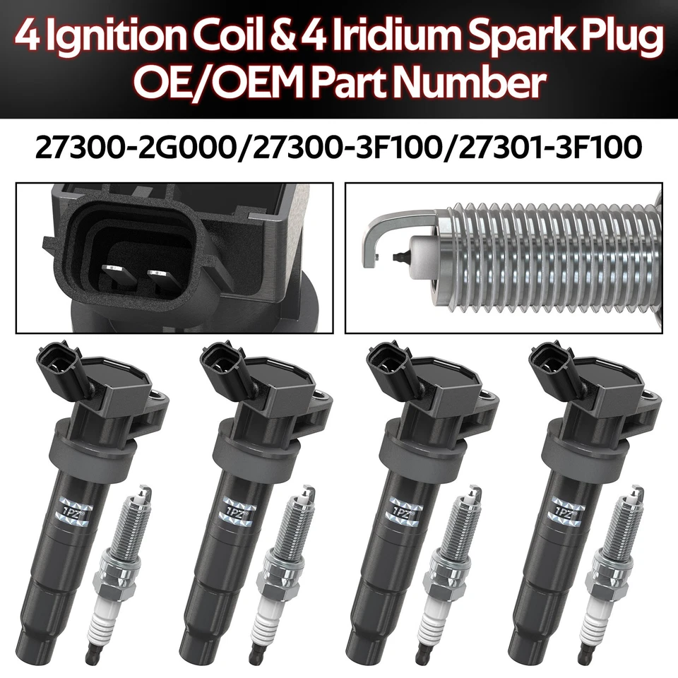 4 Ignition Coil 27300-3F100 For Hyundai Santa Fe Sport Sonata Tucson 2.0L 2.4L - Image 2 of 4