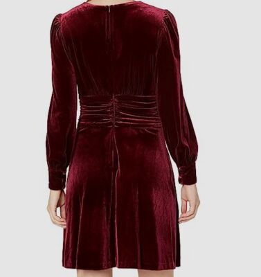 twist front long sleeve velvet fit & flare dress Twist Front Long Sleeve Velvet Fit & Flare Dress (Women)