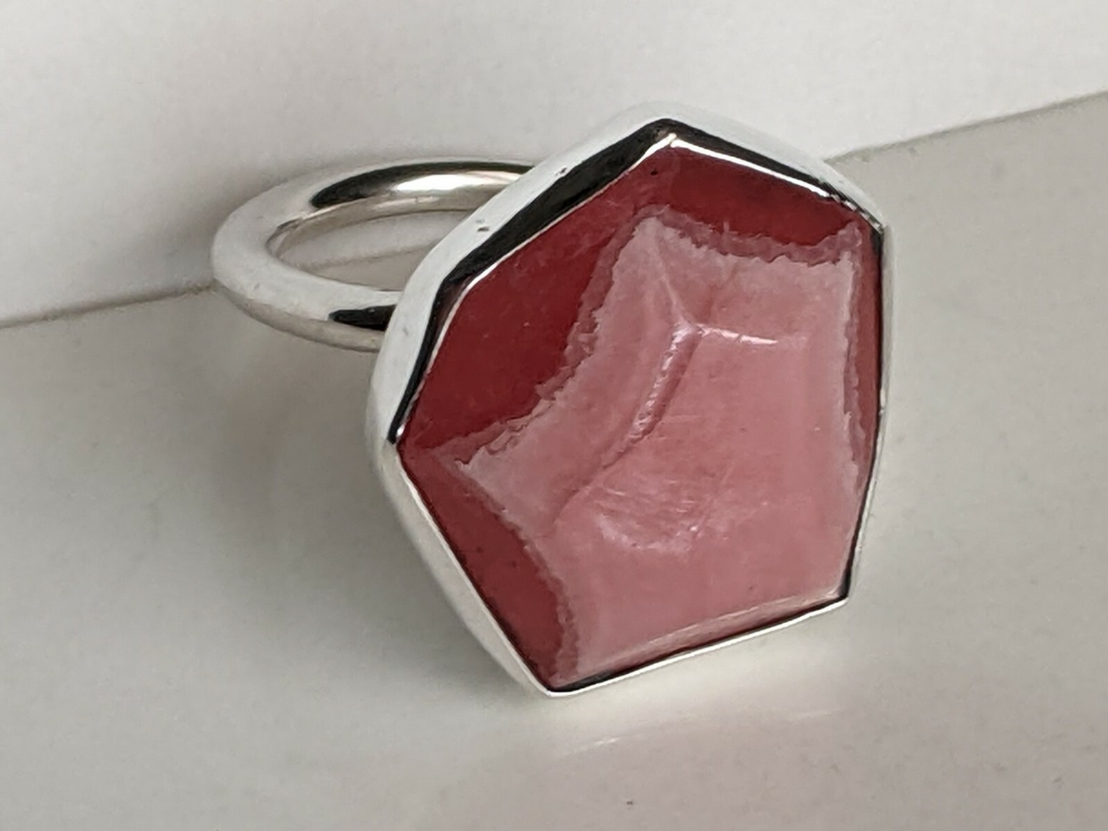 Sterling Silver Pink Geode Slice Ring Natural Sto… - image 7