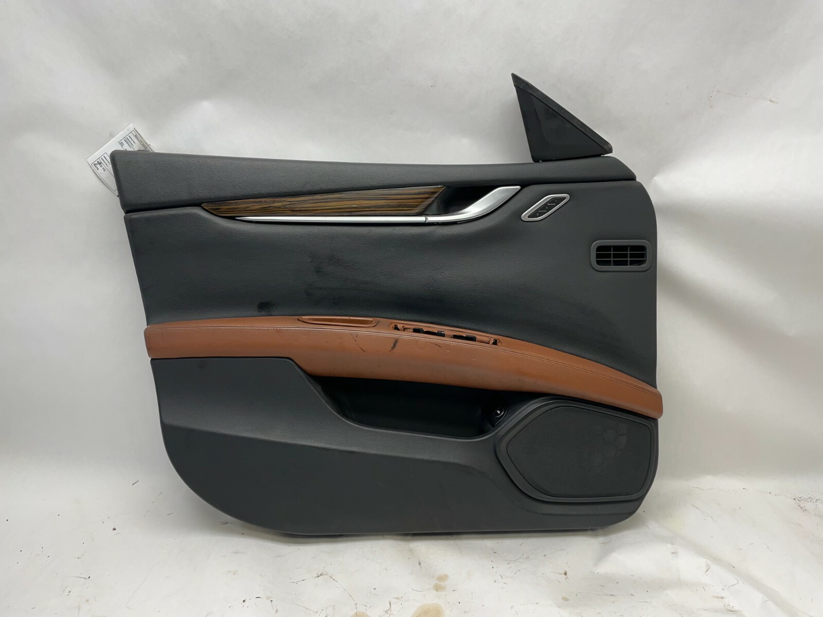 2014-2019 MASERATI GHIBLI SQ4 FRONT LEFT DOOR PANEL BROWN EBANO WOOD TRIM DAMAGE