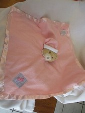 baby essentials pink bear blanket sleep cap satin lovey security butterfly tan