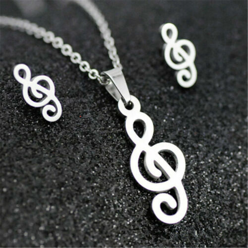 Edelstahl Damen Silber Schmuck Set Anhänger Ohrringe Halskette Charm Geschenk - Bild 22 von 39