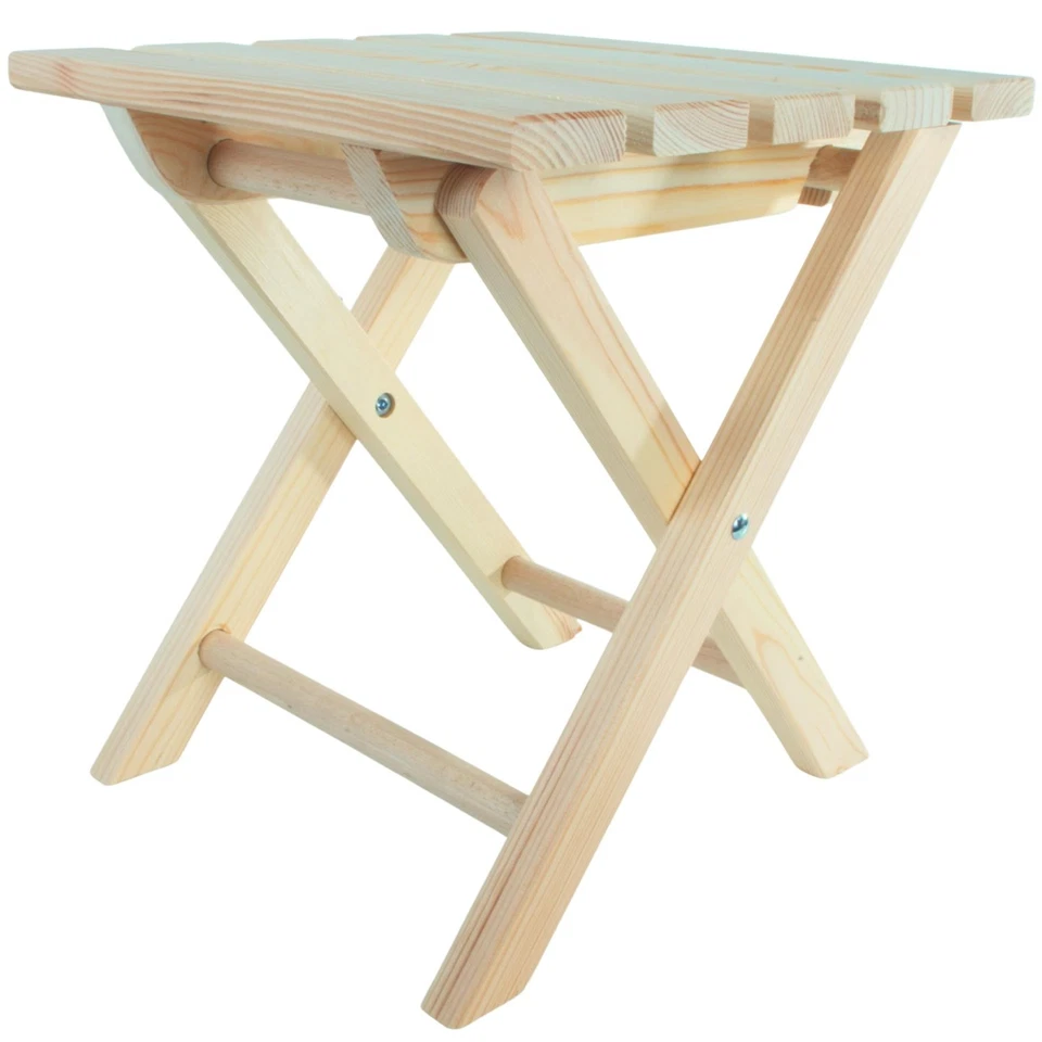Wooden Folding Stool Pine Compact Portable Chair Small Footstool Decorative Seat - Image 2 of 4