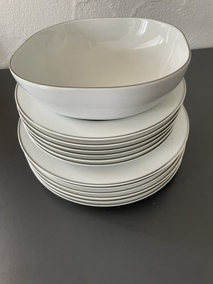 Rosenthal Speise -  und Suppenteller, 12 Teile, Moon Jasper Morrison, Platinrand