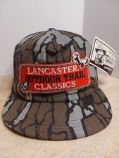 NOS VTG 80s Jim Crumley's TREBARK Camo Lancaster Outdoor Trail Patch Hat USA
