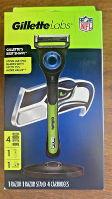 Gillette Labs Men's NFL SEAHAWKS Edition Shaving Razor with 4 Refills NIB