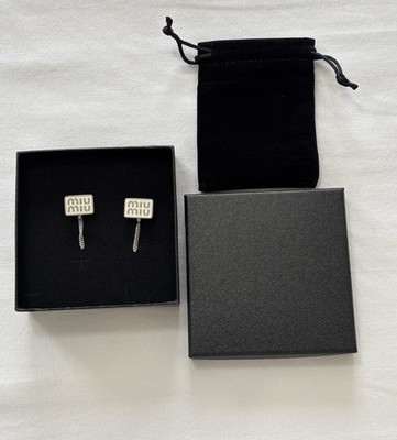 Miu Miu Logo Drop Earrings
