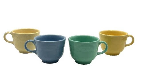 Set of 4 Fiesta Ware Tea Coffee Cups Ring Handle USA Vintage EUC
