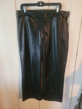 Old Navy High Rise Wide Leg Black Faux Leather Pants Size 14 NWT