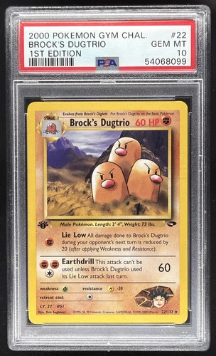 2000 Pokemon Gym Challenge 1st Edition Brock's Dugtrio #22/132 PSA 10