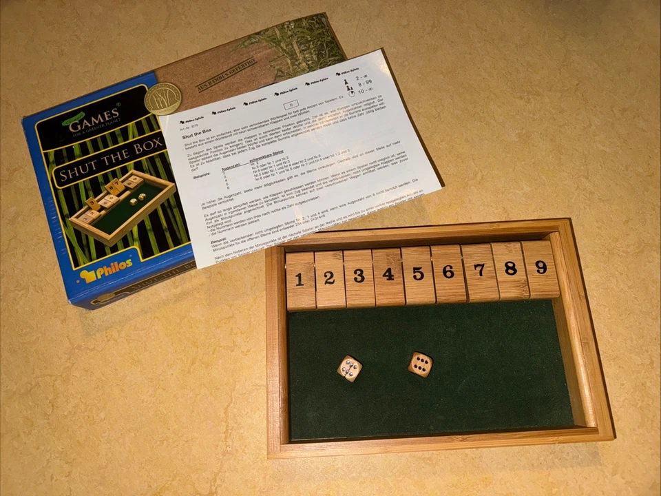 Shut The Box v. Philos *KOMPLETT* (Spiel,Holz,Bambus,Weihnachten) - Bild 3 von 4