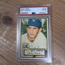 1952 Topps Billy Martin #175 White Back PSA 2 RC ROOKIE CARD. rookie card picture
