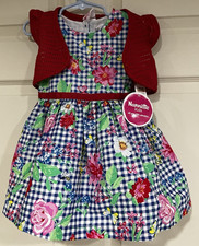 Nanette Blue Gingham Print Flower Dress Size 3T With Tags