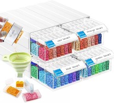 4 Pack Stackable Bead Organizer 140 Slots Individual Containers with Diamon