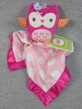 CIRCO Baby Girl Security Blanket LOVEY Plush OWL White DOT Satin Trim PINK NEW