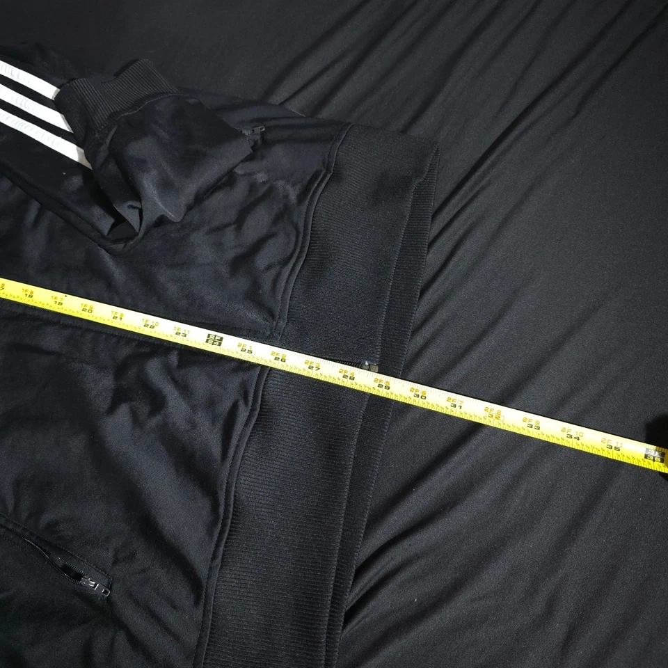 Jaqueta de atletismo Adidas masculina preta branca 3 listras zíper completo atlética casual - Imagem 3 de 4