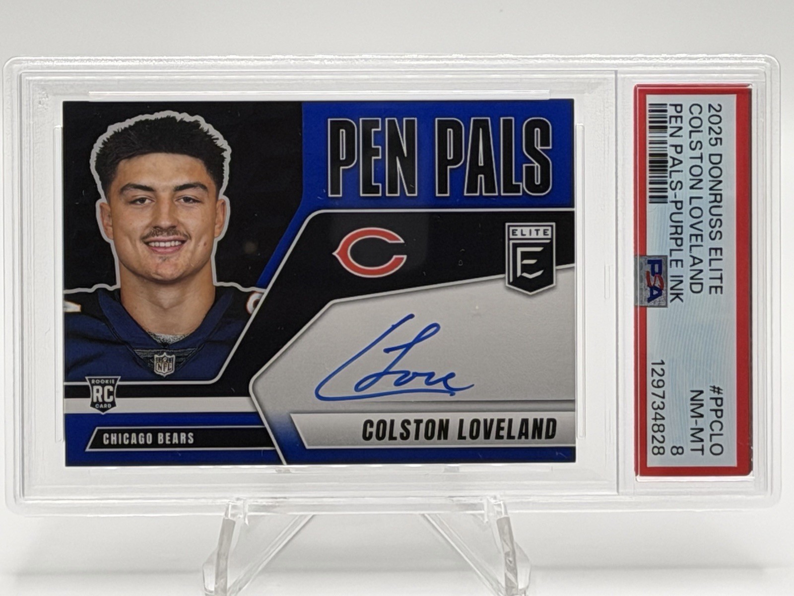 2025 Panini Donruss Elite Colston Loveland RC Pen Pals Auto Purple Ink #PP-CLO