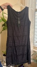 Tiana B Black Lace Sheath Sleeveless Knee Length Dress Scoop Neck Size S