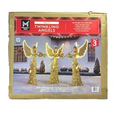 Member's Mark Pre-Lit Twinkling Angels Holiday Yard Decor, Set of 3