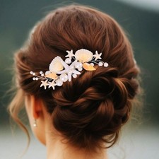 Starfish Bride Wedding Hair Comb Shell Beach Bridal Hair Accessories Pearl Ha...