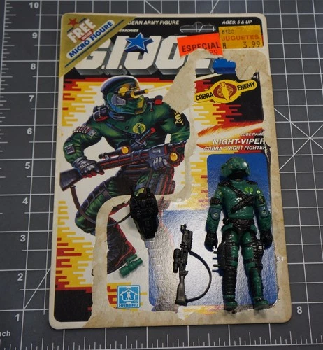 GI Joe ARAH Vintage Cobra Night-Viper Complete With Uncut Back File Card 1989