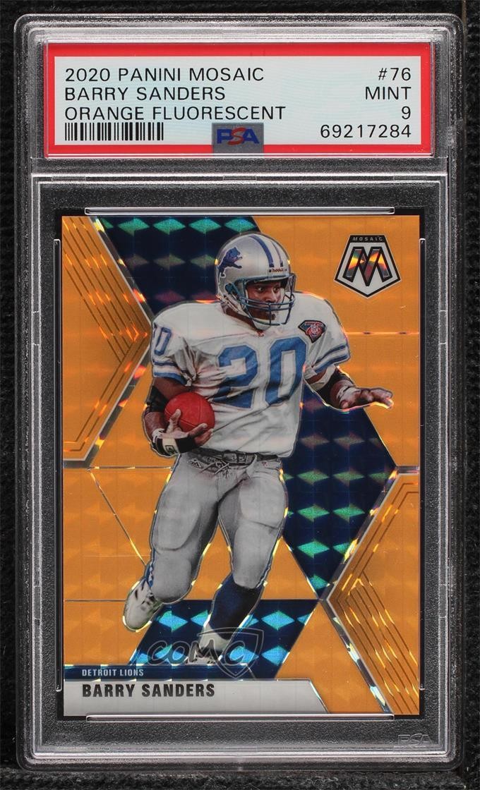 2020 Panini Mosaic Fluorescent Orange Prizm 10/25 Barry Sanders #76 HOF 0wb1