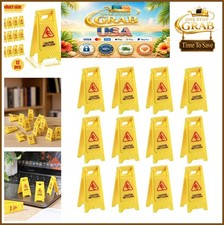 Mini Caution Wet Floor Signs 12 Pack Yellow ABS Double Sided Warning Traffic
