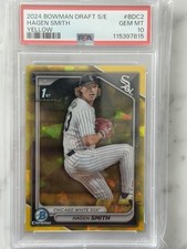 2024 Bowman Chrome Draft Sapphire - Hagen Smith #BDC-2 (RC) Yellow /75 PSA 10