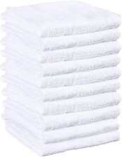 White Salon Towels - 16 X 27 Inch Soft Cotton Hand Towels for Hair Stylists, Bar