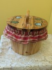  Decorative Country Cottage Wooden Sewing/Bread Flip Top Basket w/ Birdhouses — photo 5