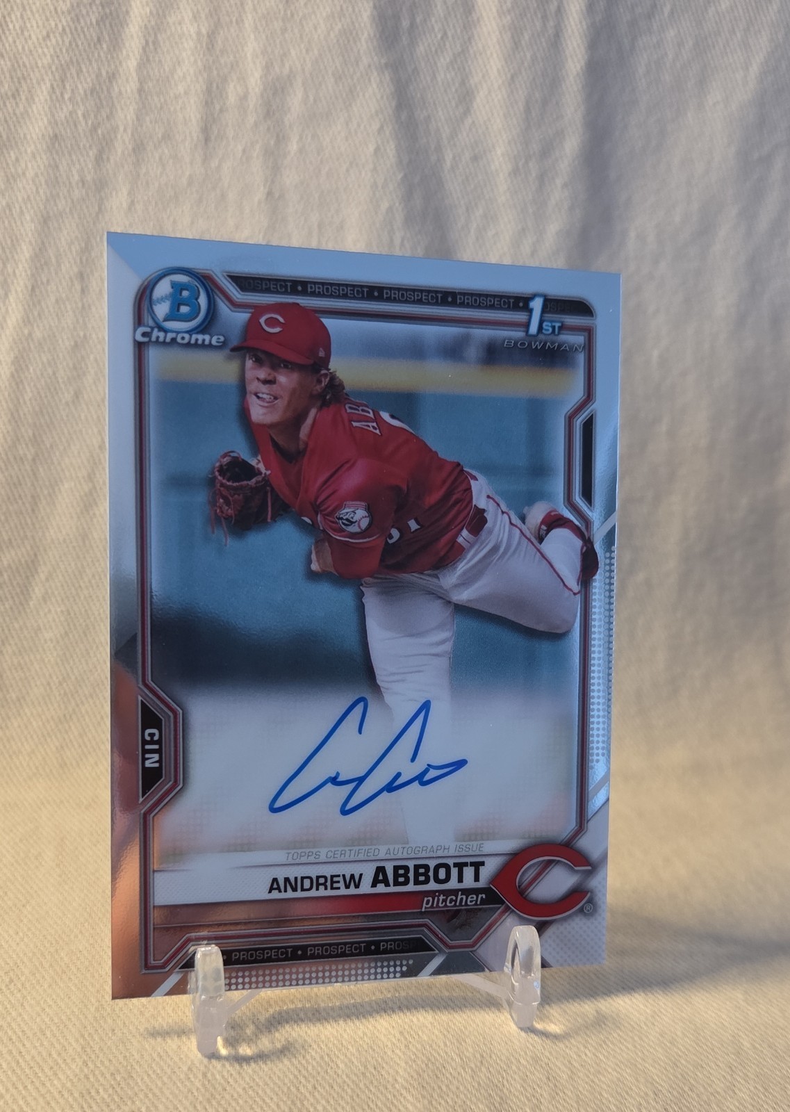 2021 Bowman Draft - Chrome Draft Pick Autographs Andrew Abbott #CDA-AA (AU, RC)