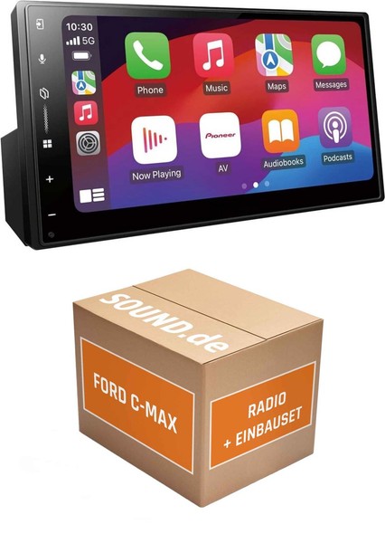 Autoradio Pioneer SPH-DA77DAB FüR Ford C-MAX + Lenkradfernbedienung Apple Carpla-image