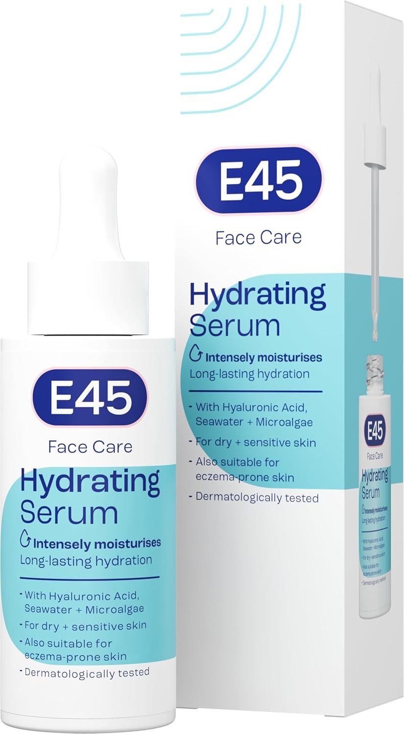 E45 Face Hydrating Serum - Instant 48-Hour Hyaluronic Acid Formula for Dry, Sen